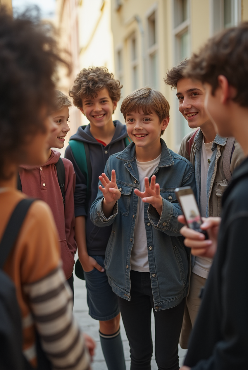 Grupa osób korzystających z aplikacji MigAI